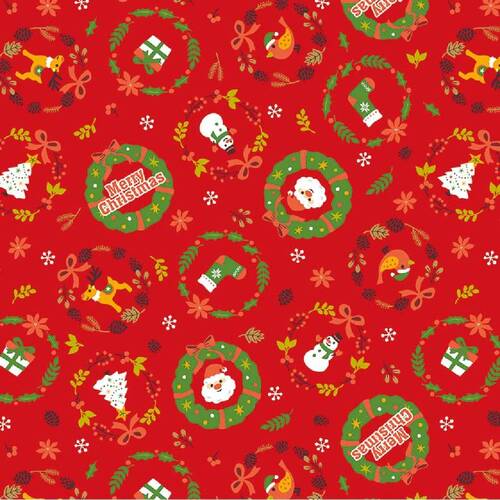 聖誕節包裝紙) 花圈 / 紅/ 50入  |商品介紹|禮物包裝|包裝紙