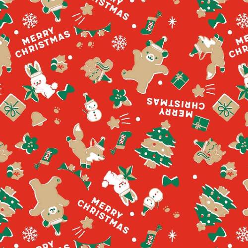 聖誕包裝紙 / Animals 紅 / 50枚入  |商品介紹|禮物包裝|包裝紙