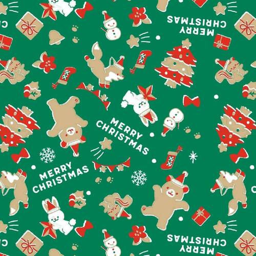 X/ 包裝紙 半才 Animals 綠 50枚產品圖