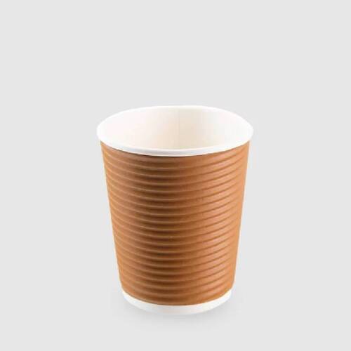 公版瓦楞橫紋杯8oz 咖啡 25入 FF30-5  |商品介紹|食品包裝用|牛皮系列食品盒|環保餐具