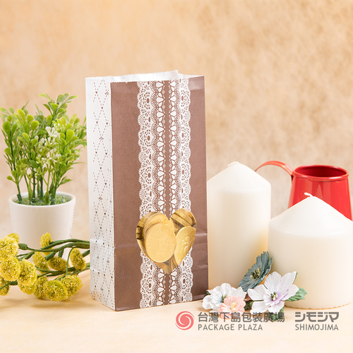 SS心型開窗角底袋/咖啡蕾絲/50入  |商品介紹|食品包裝用|SS系列 SS心型開窗角底袋/咖啡蕾絲/50入  |商品介紹|食品包裝用|SS系列